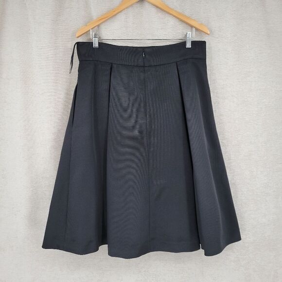Eliza J Black Faille Midi Pleated Circle Skirt Pockets Women's Plus Size 14 - Picture 4 of 11